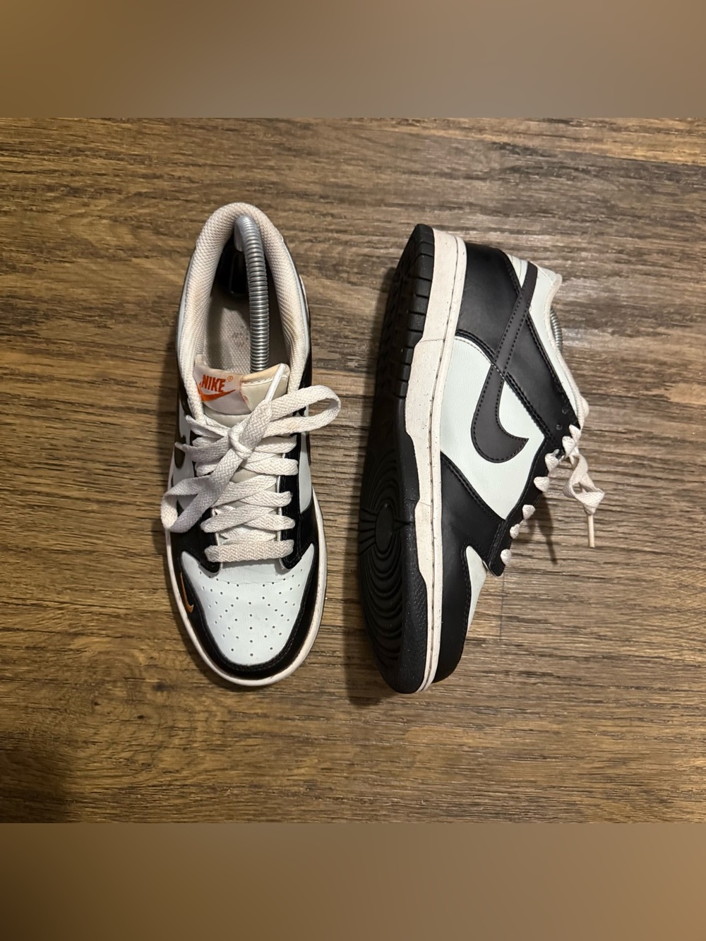 Nike Dunk  Low-Top Sneakers in Black, White & Orange Accent Size 8 Women